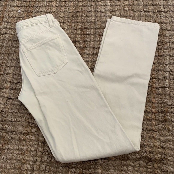 Zara Button Fly High Rise Straight Jeans Womens Sz 2 Beige Natural Denim Size 2 - Picture 5 of 8